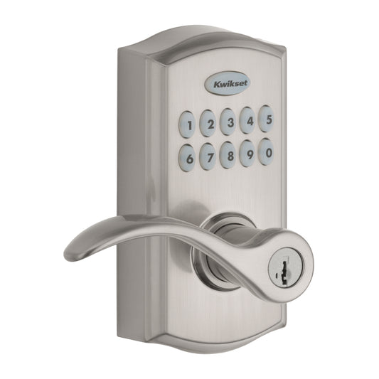 Kwikset SmartCode 955 Satin Nickel Metal Electronic Touch Pad Entry Lever
