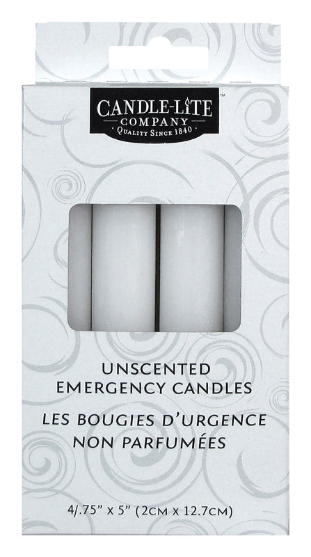Candle Lite 3745595 5 White Emergency Candles 4 Count  (Pack Of 12)