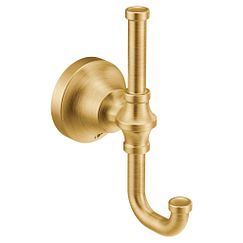 Brushed gold double robe hook