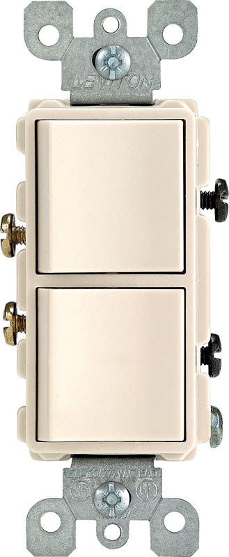 Leviton Decora 15 amps Single Pole Combination AC Quiet Switch Light Almond 1 pk