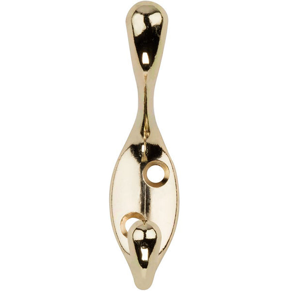 V166 Heavy Duty Coat / Hat Hook - Polished Brass