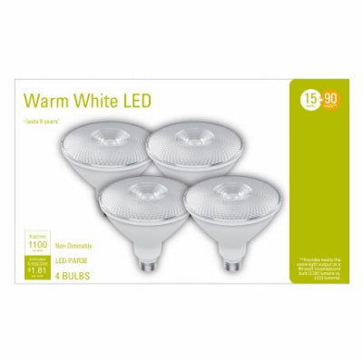 GE PAR38 E26 (Medium) LED Floodlight Bulb Warm White 90 Watt Equivalence 4 pk