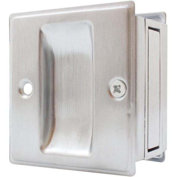 Cerradura para puerta corrediza cuadrada, pestillo para pasillo (vestíbulo/armario), cromo satinado de Stone Harbor Hardware