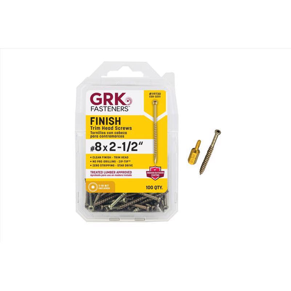 Tornillos de construcción de acero con cabeza en forma de estrella GRK Fasteners UberGrade No. 8 x 2-1/2 pulg. L, paquete de 100