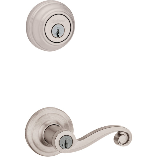 Kwikset Lido Satin Nickel Lever and Single Cylinder Deadbolt 1-3/4 in.