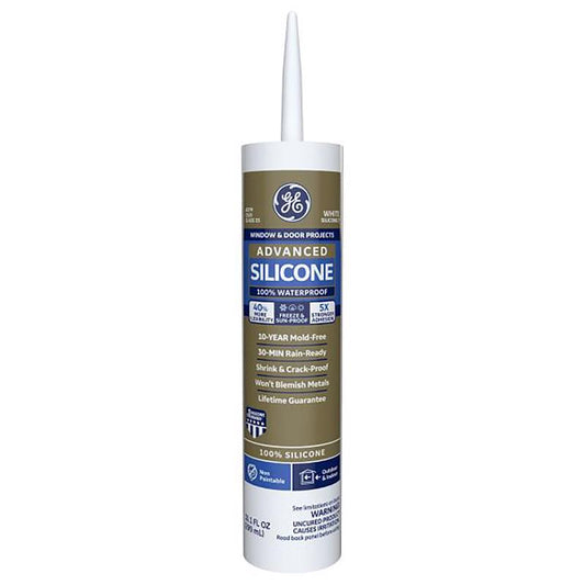GE Silicone 2 White Silicone 2 Window and Door Silicone 10.1 oz. (Pack of 12)