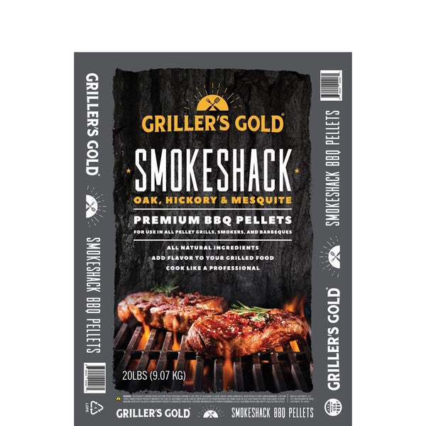 Pellets de madera para barbacoa totalmente naturales Smokeshack de Griller's Gold, 20 lb