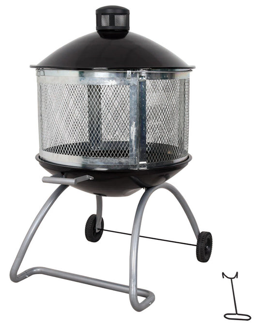 Living Accents Black Frame Porcelain/Steel Round Wood Fire Pit 45 H x 28 W x 28 D in.