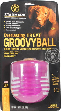 Starmark Everlasting USA Treat Groovy Ball Durable Dog Chew Toy Purple Large