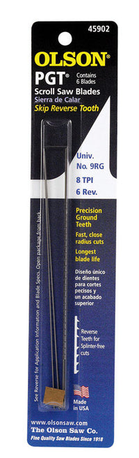 Olson 5 in. Carbon Steel Scroll Saw Blade 8 TPI 6 pk