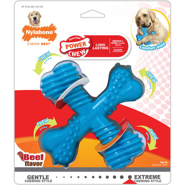 Nylabone Power Chew X Bone Beef Flavor Large Size Durable Dog Chew for Dogs Up to 50 lb