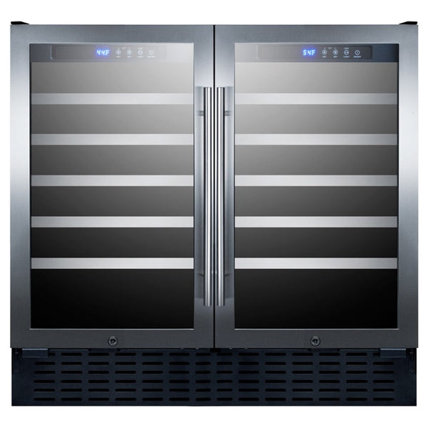 36 Inch Wide 68 Bottle Capacity Free Standing Wine Cooler with LED Lighting and Dual Temperature Zones