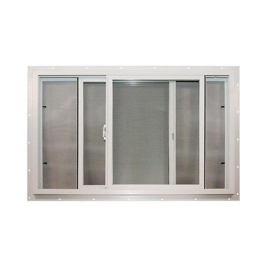 Duo-Corp Agriclass Double Slide Vinyl Tempered Utility Window White Glass/Vinyl Window 35.5 in. H X