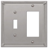 Amerelle Imperial Bead Brushed Nickel 2 gang Metal Decorator/Toggle Wall Plate 1 pk