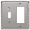 Amerelle Imperial Bead Brushed Nickel 2 gang Metal Decorator/Toggle Wall Plate 1 pk