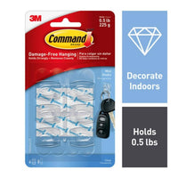 3M Command Clear Damage Free Hanging Mini Hook 0.5 lbs. Capacity, 11/8 L in. (Pack of 6)