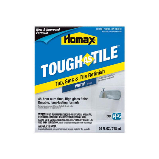 Homax Tough As Tile Gloss White Indoor Tub and Tile Refinishing Kit, 45 sq. ft. Coverage 26 oz.