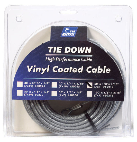 Tie Down Engineering Vinyl Coated Galvanized Steel 1/8 in. D X 50 ft. L Aircraft Cable