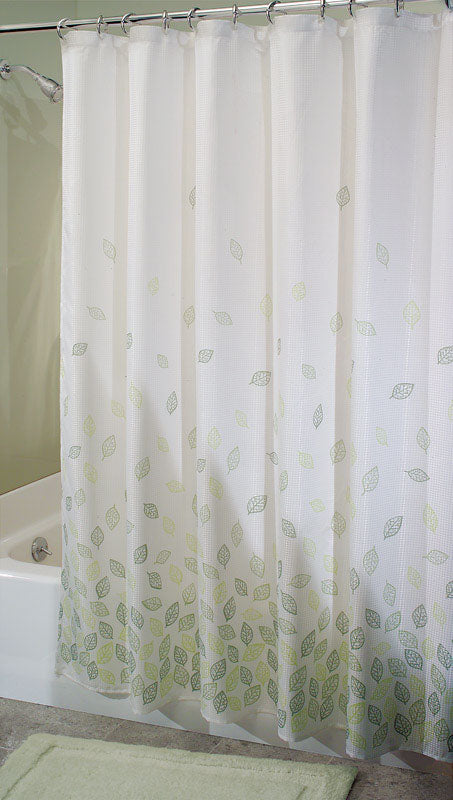 Interdesign Shower Curtain Leaves 72 " X 72 " 100 Percent Poly Wht