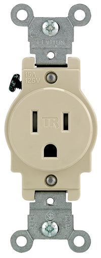 Leviton 132-T5015-00I 15 Amp Ivory Narrow Body Single Receptacle