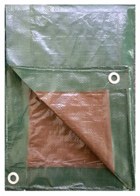 Polyethylene Tarp, Green/Brown, 10 x 20-Ft.
