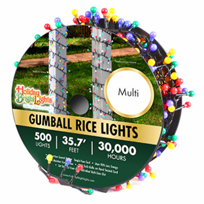 Holiday Bright Lights Multicolor 110V 500-Lamp Decorative Gumball Rice Light 36 L ft.
