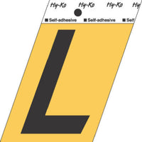 Address Letters, "L", Black/Gold Aluminum, Adhesive, 3.5-In. (Pack of 10)