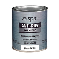 Valspar Anti-Rust Armor Indoor and Outdoor Gloss White Oil-Based Enamel Rust Prevention Paint 1 qt