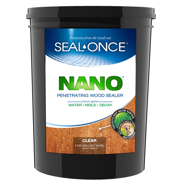 Sellador de madera premium a base de agua Nano Flat Clear Seal Once, 5 galones