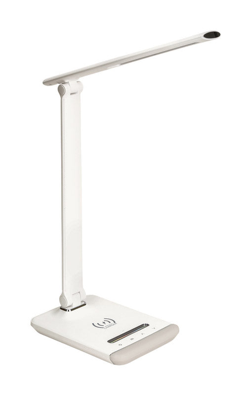 iHome Gloss White Plastic 18W 400 lm. Desk Lamp 14.97 H x 8.67 W x 7.49 D in. with Charging Station