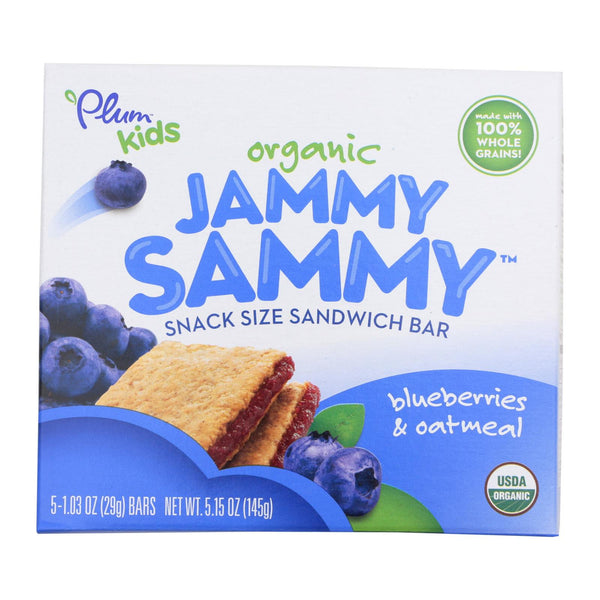 Snacks Jammy Sammy de Plum Kids: arándanos y avena, caja de 6, 1,03 oz (paquete de 6)
