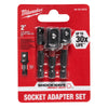 Milwaukee Shockwave Square 2 in. L Screwdriver Socket Adapter Steel 3 pc