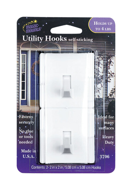 Magic Mounts Self Stick Metal Adhesive 4 lb. 2 pk Utility Hooks (Pack of 12)