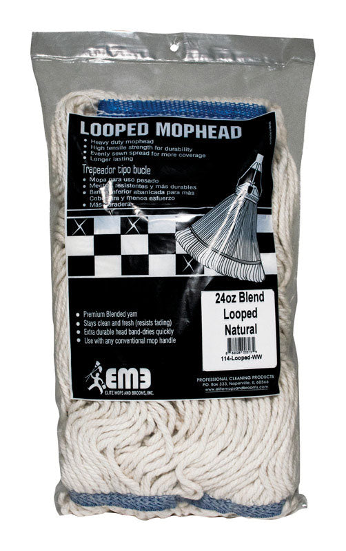 Elite Mops and Brooms 24 oz Looped Polyester Blend Mop Refill 1 pk