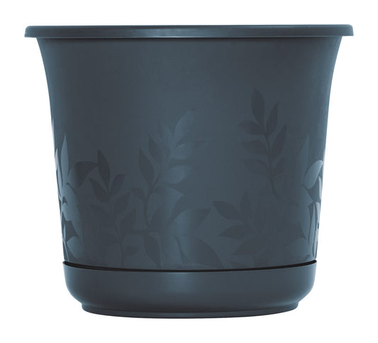 Bloem 6 in. H X 6 in. D Resin Planter Charcoal