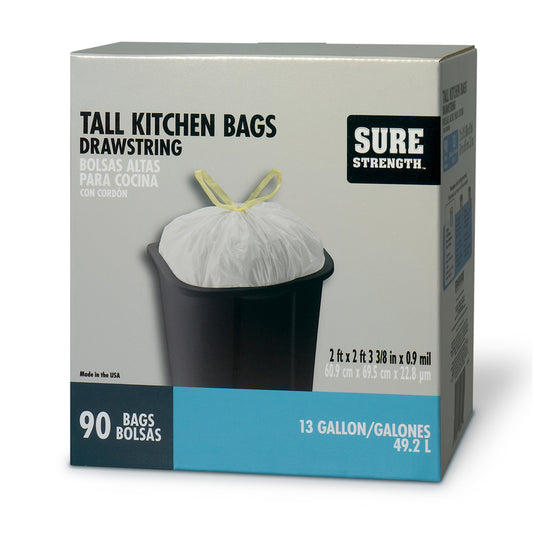 Sure Strength 13 gal Tall Kitchen Bags Drawstring 90 pk