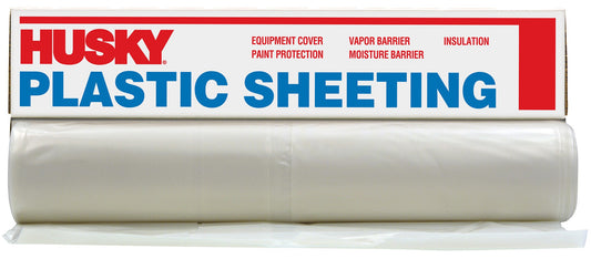 Husky  Plastic Sheeting  4 mil  x 20 ft. W x 100 ft. L Polyethylene  Clear  1
