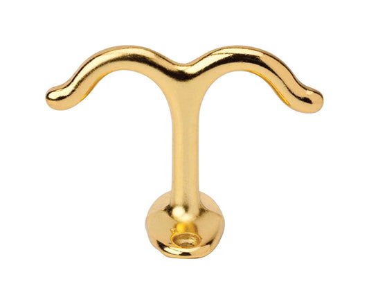 Ives by Schlage Medium Bright Brass Aluminum 1-7/8 in. L Ceiling Hook 35 lb 1 pk (Pack of 25)