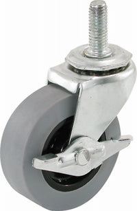 TPR Caster With Brake, Threaded Stem, 2-In.
