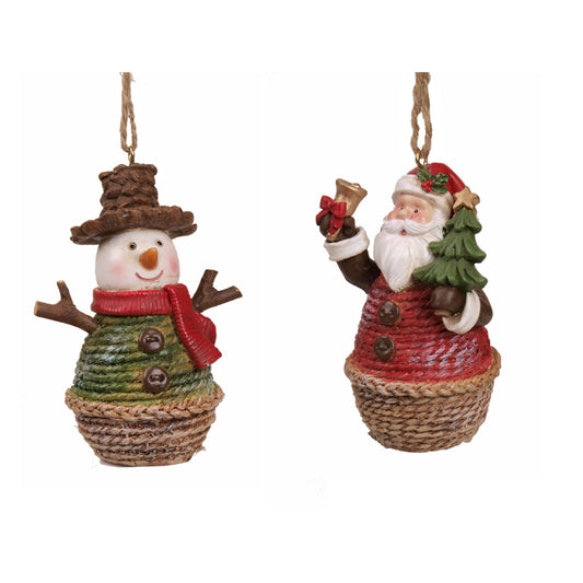 Sinomart  Santa/Snowman  Christmas Ornament  Assorted  Resin  1 pk (Pack of 6)