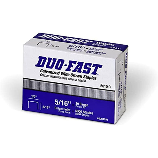 Duo-Fast 5000 Series 1/2 in. W X 5/16 in. L 20 Ga. Wide Crown Staples 5000 pk (Pack of 20)