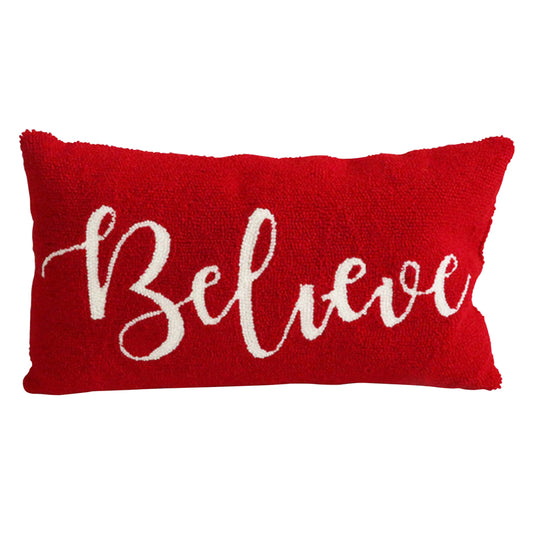 Celebrations Believe Pillow Christmas Decoration Red Polyblend 1 pk (Pack of 4)