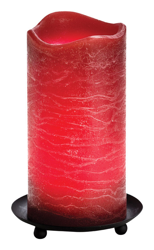 Inglow Currant Red Pomegranite Scent Rustic Pillar Candle 6 in. H (Pack of 6)