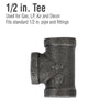 Pipe Decor 1/2 in. FPT X 1/2 in. D FPT Black Malleable Iron 1 1/4 in. L Tee