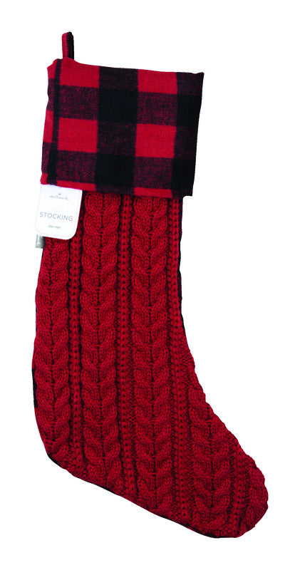 Hallmark Knit stocking Christmas Decoration Red Fabric 20 in. 1 pk (Pack of 4)