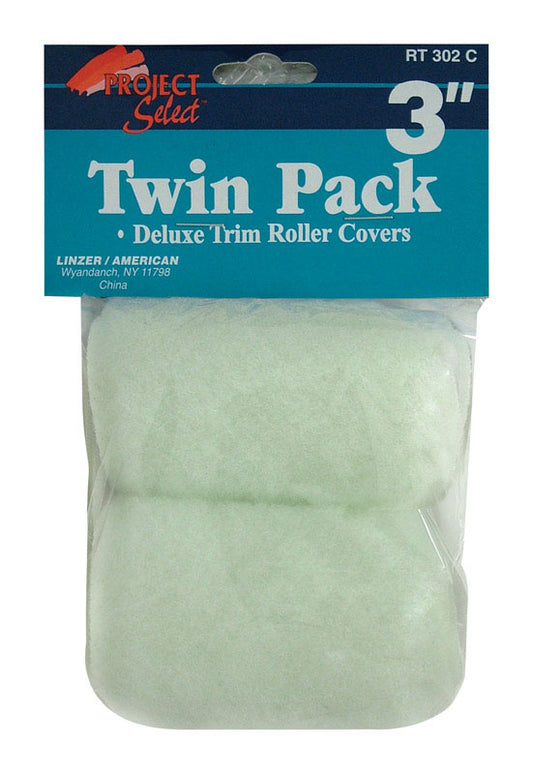 Linzer  Project Select  Polyester  3/8 in.  x 3 in. W Mini  Paint Roller Cover  2 pk