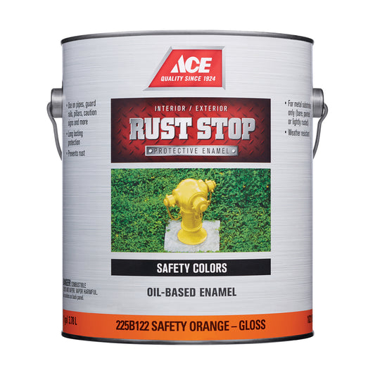 Ace Rust Stop Indoor and Outdoor Gloss Safety Orange Oil-Based Enamel Rust Preventative Paint 1 gal (Pack of 2)