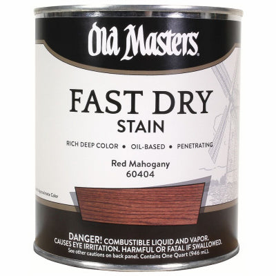 Old Masters Professional Semi-Transparent Red Mahogany Oil-Based Alkyd Fast Dry Wood Stain 1 qt (Pack of 4).