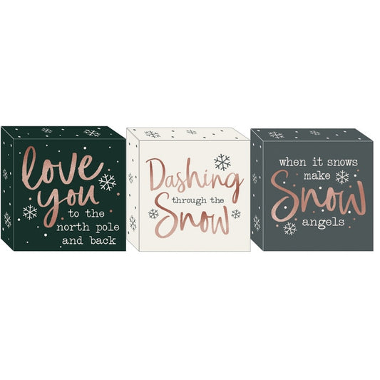 Open Road Brands Assorted Christmas Sayings Tabletop Dr (Pack of 6)