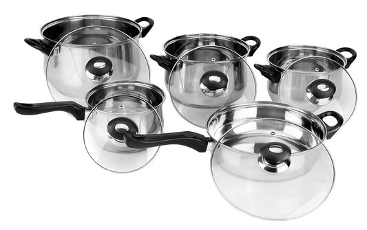 Family Cookware Set Stainless Steel 10 Pieces